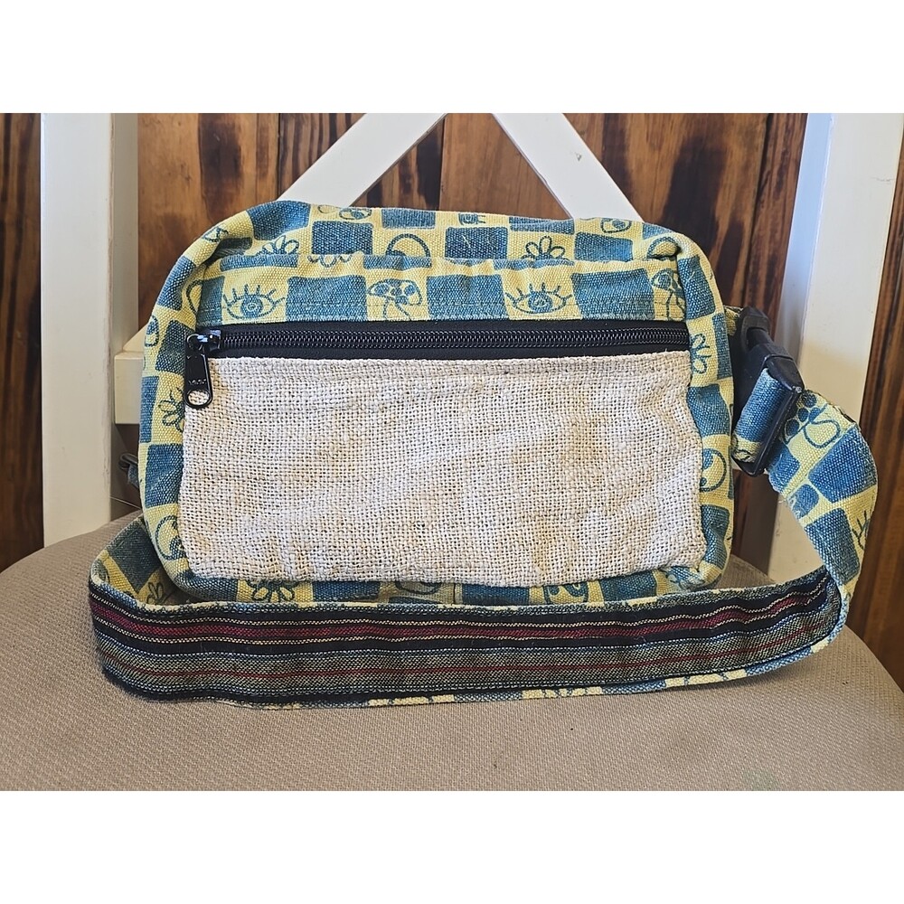Earthbound Trading Co Fanny Pack Mushrooms Burlap Hemp Hippie Belt Bag
